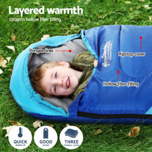 Weisshorn Sleeping Bag Set Of 2 Kids Single 172Cm Thermal Camping Hiking – Nice N Cheap Variety Store Weisshorn Sleeping Bag Set Of 2 Kids Single 172Cm Thermal Camping Hiking - Image 5