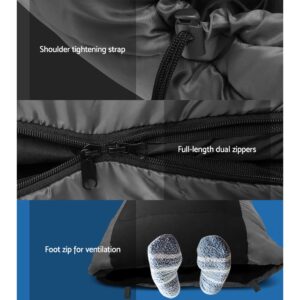 Weisshorn Sleeping Bag Single Thermal Camping Hiking Tent Black  -20°C - Image 6
