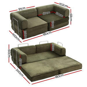 Artiss Folding Sofa Bed Green | Space-Saving Comfort – Nice N Cheap Variety Store Folding Sofa Bed