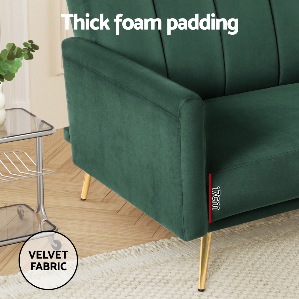 Artiss Velvet Sofa Bed | 3-Seater Adjustable Couch – Nice N Cheap Variety Store Velvet Sofa Bed