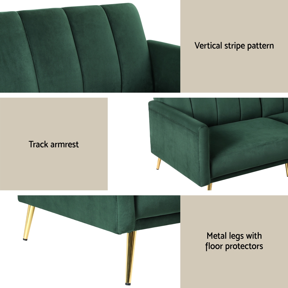 Artiss Velvet Sofa Bed | 3-Seater Adjustable Couch – Nice N Cheap Variety Store Velvet Sofa Bed