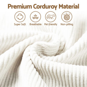Artiss 3 Seater Modular Sofa Bed Sectional Boneless Couches For Living Room Corduroy Compressed Sofa White - Image 5