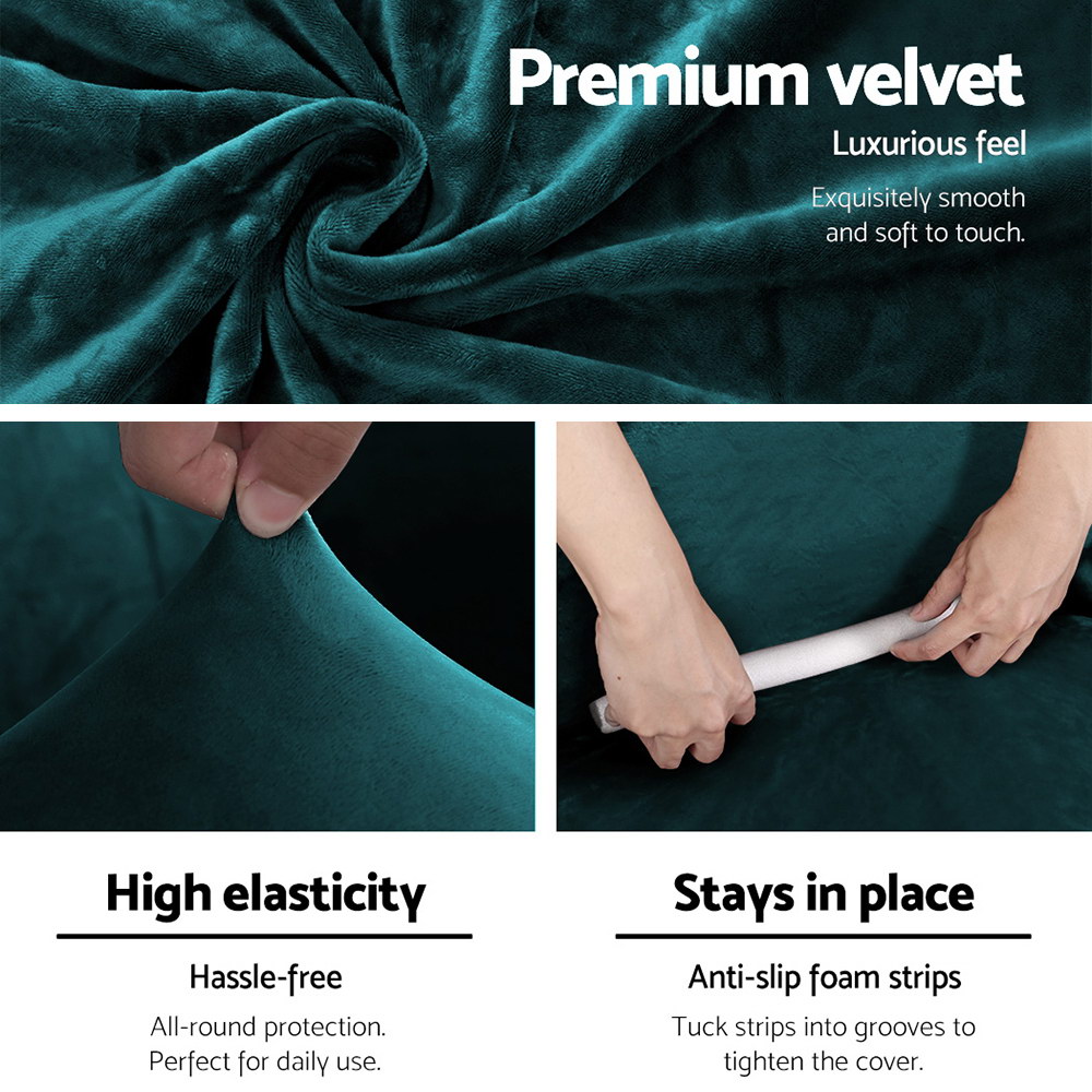 Artiss 3 Seater Velvet Sofa Cover - Agate Green – Nice N Cheap Variety Store 3 Seater Sofa Cover