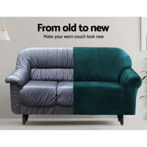 Artiss 3 Seater Velvet Sofa Cover - Agate Green – Nice N Cheap Variety Store 3 Seater Sofa Cover
