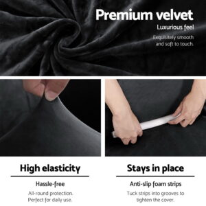 Artiss Velvet Sofa Cover | 4 Seater Black Couch – Nice N Cheap Variety Store Velvet Sofa Cover