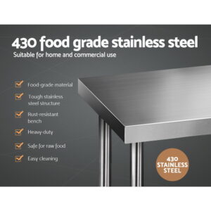 Cefito 1219X610Mm Stainless Steel Kitchen Bench 430 – Nice N Cheap Variety Store Cefito 1219X610Mm Stainless Steel Kitchen Bench 430 - Image 3