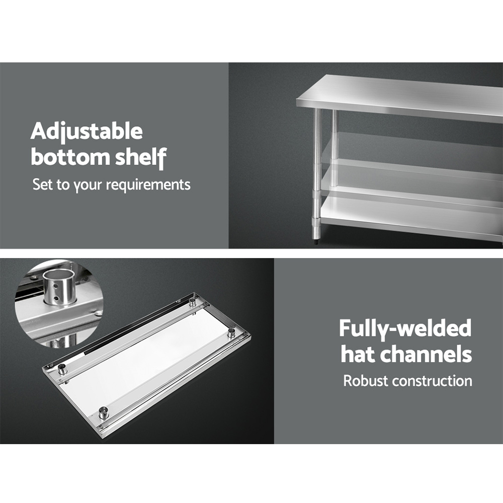 Cefito 1524X610Mm Stainless Steel Kitchen Bench With Wheels – Nice N Cheap Variety Store Stainless Steel Kitchen Bench