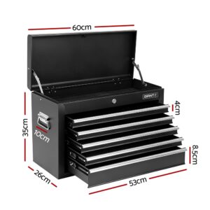 Giantz 5 Drawer Tool Chest Box Cabinet Lockable Garage Storage Organiser Black - Image 2