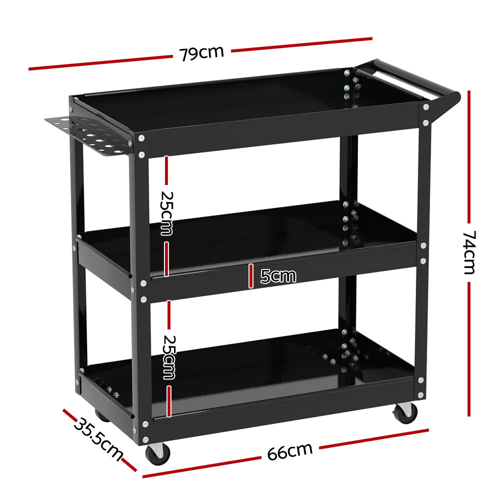 Giantz 3-Tier Tool Cart Trolley Workshop Garage Storage Organizer Black – Nice N Cheap Variety Store Giantz 3-Tier Tool Cart Trolley Workshop Garage Storage Organizer Black - Image 2