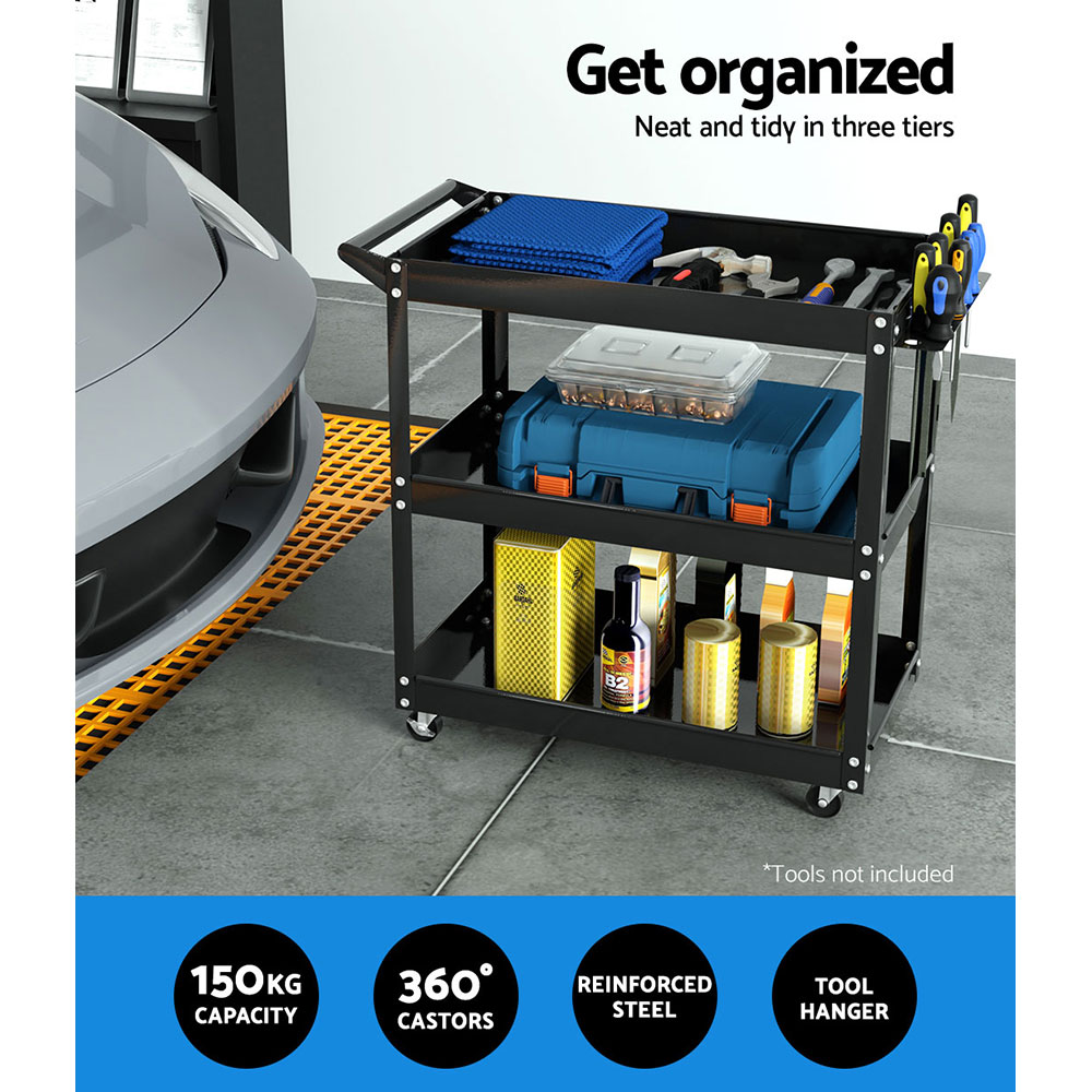 Giantz 3-Tier Tool Cart Trolley Workshop Garage Storage Organizer Black – Nice N Cheap Variety Store Giantz 3-Tier Tool Cart Trolley Workshop Garage Storage Organizer Black - Image 5
