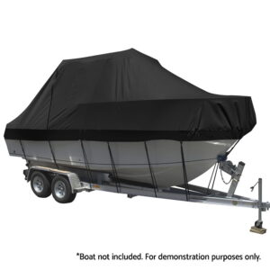 Seamanship Boat Cover 25-27Ft Trailerable Jumbo Marine 600D Heavy Duty Black - Image 2