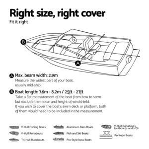 Seamanship Boat Cover 25-27Ft Trailerable Jumbo Marine 600D Heavy Duty Black - Image 3
