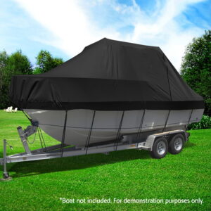 Seamanship Boat Cover 25-27Ft Trailerable Jumbo Marine 600D Heavy Duty Black - Image 7