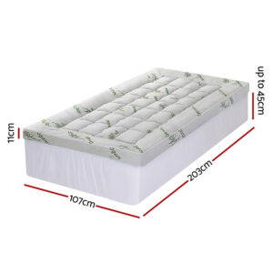 Giselle Bedding 1500Gsm Pillowtop Mattress Topper Bamboo Mattress Pad For Back Pain Relief Washable 11Cm Thick Bed Cover With 45Cm Deep Pocket King Single – Nice N Cheap Variety Store Giselle Bedding 1500Gsm Pillowtop Mattress Topper Bamboo Mattress Pad For Back Pain Relief Washable 11Cm Thick Bed Cover With 45Cm Deep Pocket King Single - Image 3