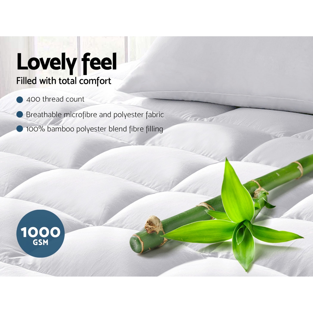 Giselle Bedding 5Cm Bamboo Pillowtop Mattress Topper 1000Gsm Mattress Pad For Back Pain Relief Washable Breathable Protector With 45Cm Deep Pocket Queen – Nice N Cheap Variety Store Giselle Bedding 5Cm Bamboo Pillowtop Mattress Topper 1000Gsm Mattress Pad For Back Pain Relief Washable Breathable Protector With 45Cm Deep Pocket Queen - Image 3