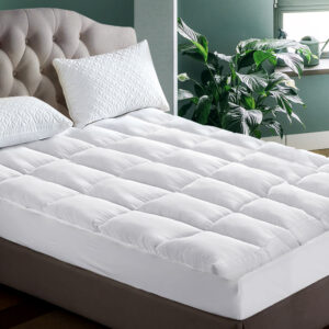 Giselle Bedding Pillowtop Mattress Topper 5cm Thick Pad for Back Pain Relief Washable Underlay Protector 1000GSM Microfibre Filling 45cm Deep Pocket Double