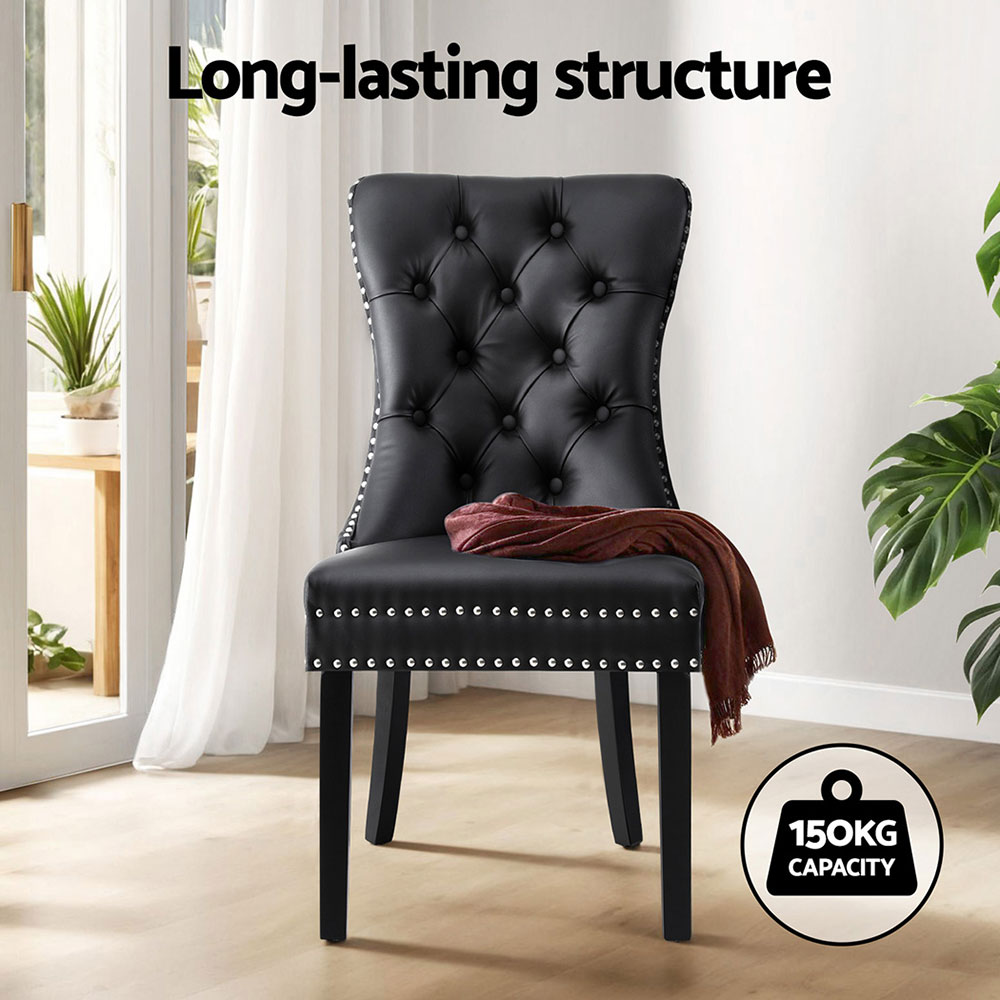 1 Set Of 4 Artiss Dining Chairs Black Leather – Nice N Cheap Variety Store 1 Set Of 4 Artiss Dining Chairs Black Leather - Image 4