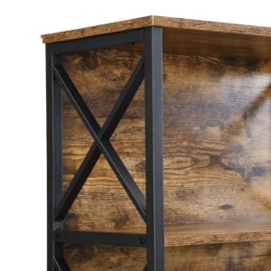 6 Tier Tall Bookshelf, Rustic Brown - Image 7