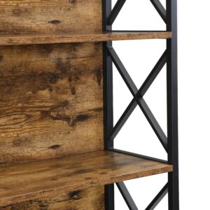 6 Tier Tall Bookshelf, Rustic Brown - Image 8
