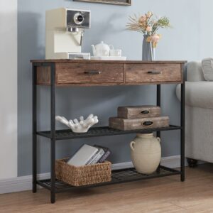 Entryway Table with 2 Drawers, Console Table with Storage Shelves, Sofa Table for Living Room, Entry Way Home Table for Couch, Hallway