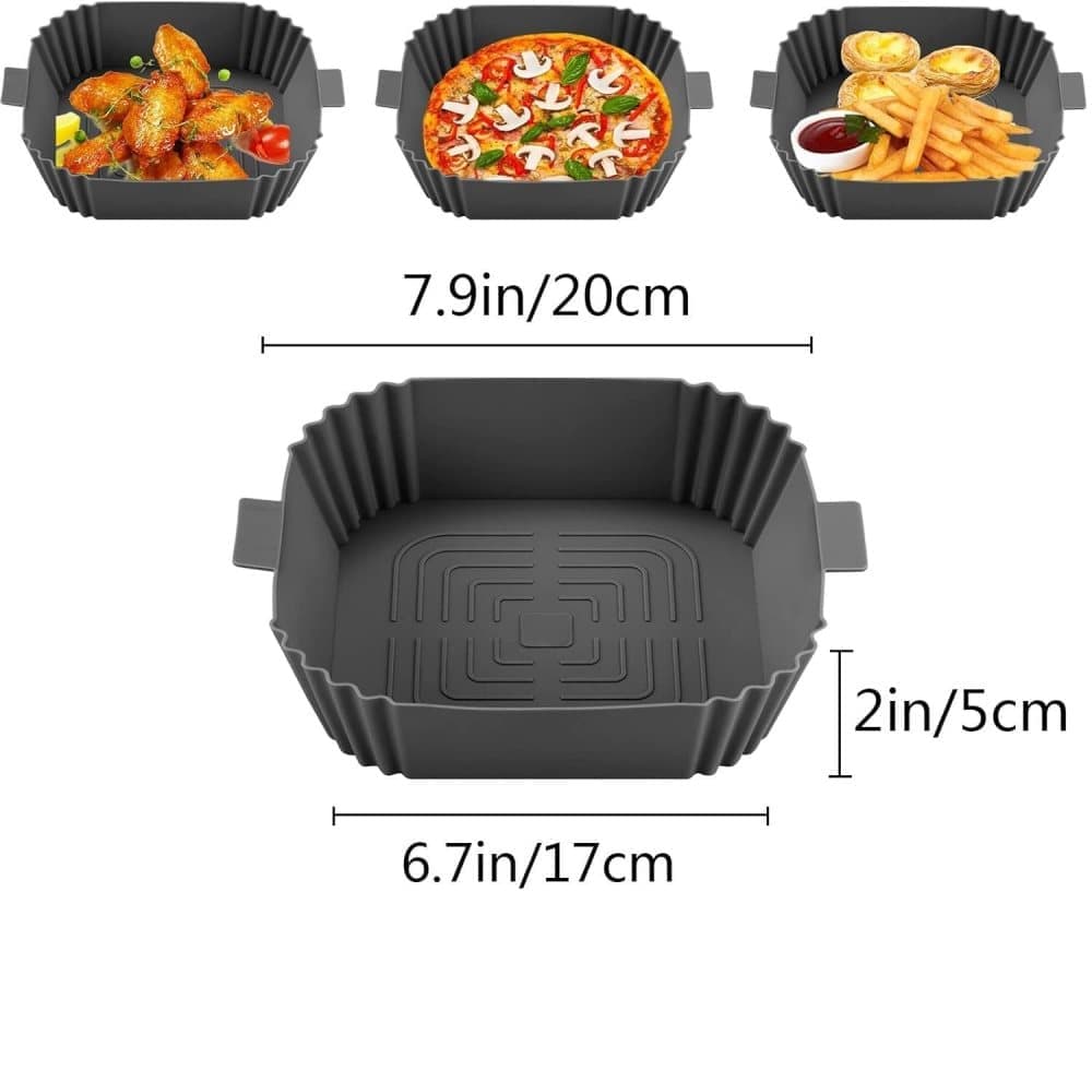 2-Pack Air Fryer Silicone Basket, Non-Stick Reusable Easy To Clean, Gray – Nice N Cheap Variety Store 2-Pack Air Fryer Silicone Basket, Non-Stick Reusable Easy To Clean, Gray - Image 2