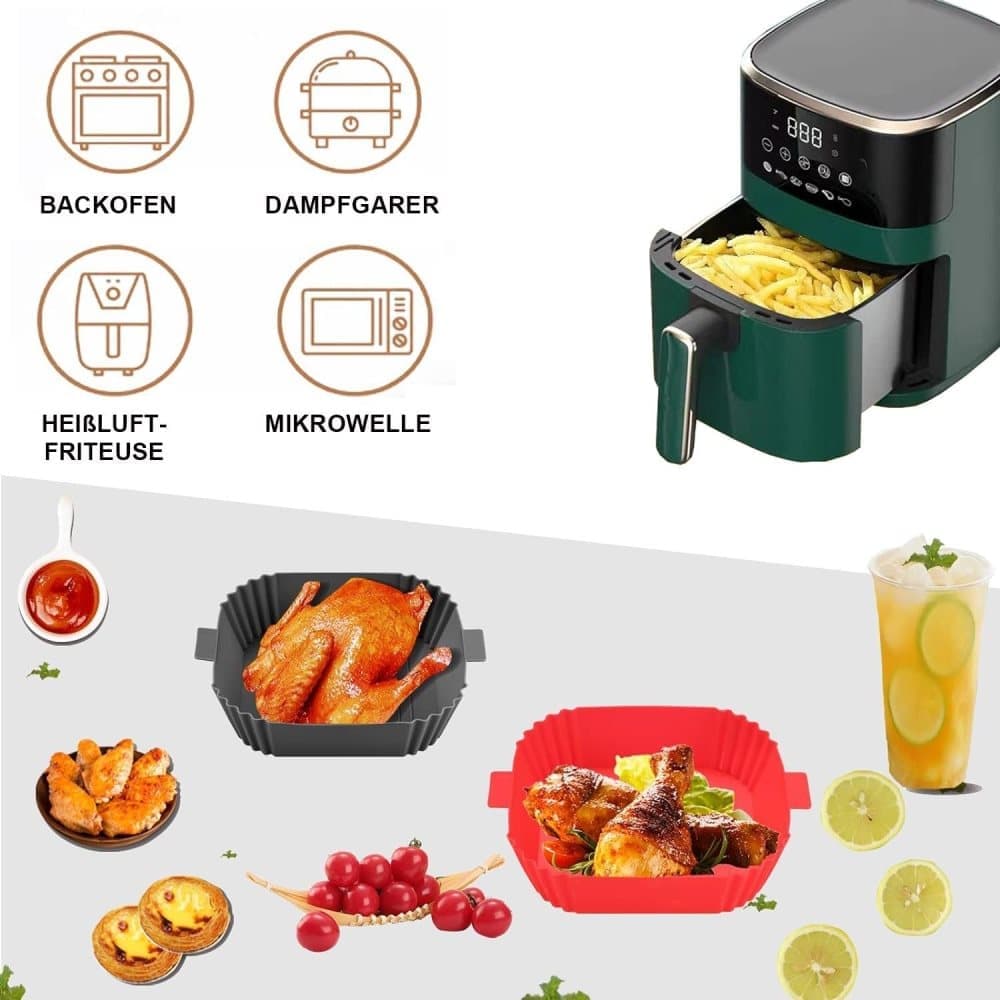 2-Pack Air Fryer Silicone Basket, Non-Stick Reusable Easy To Clean, Gray – Nice N Cheap Variety Store 2-Pack Air Fryer Silicone Basket, Non-Stick Reusable Easy To Clean, Gray - Image 3