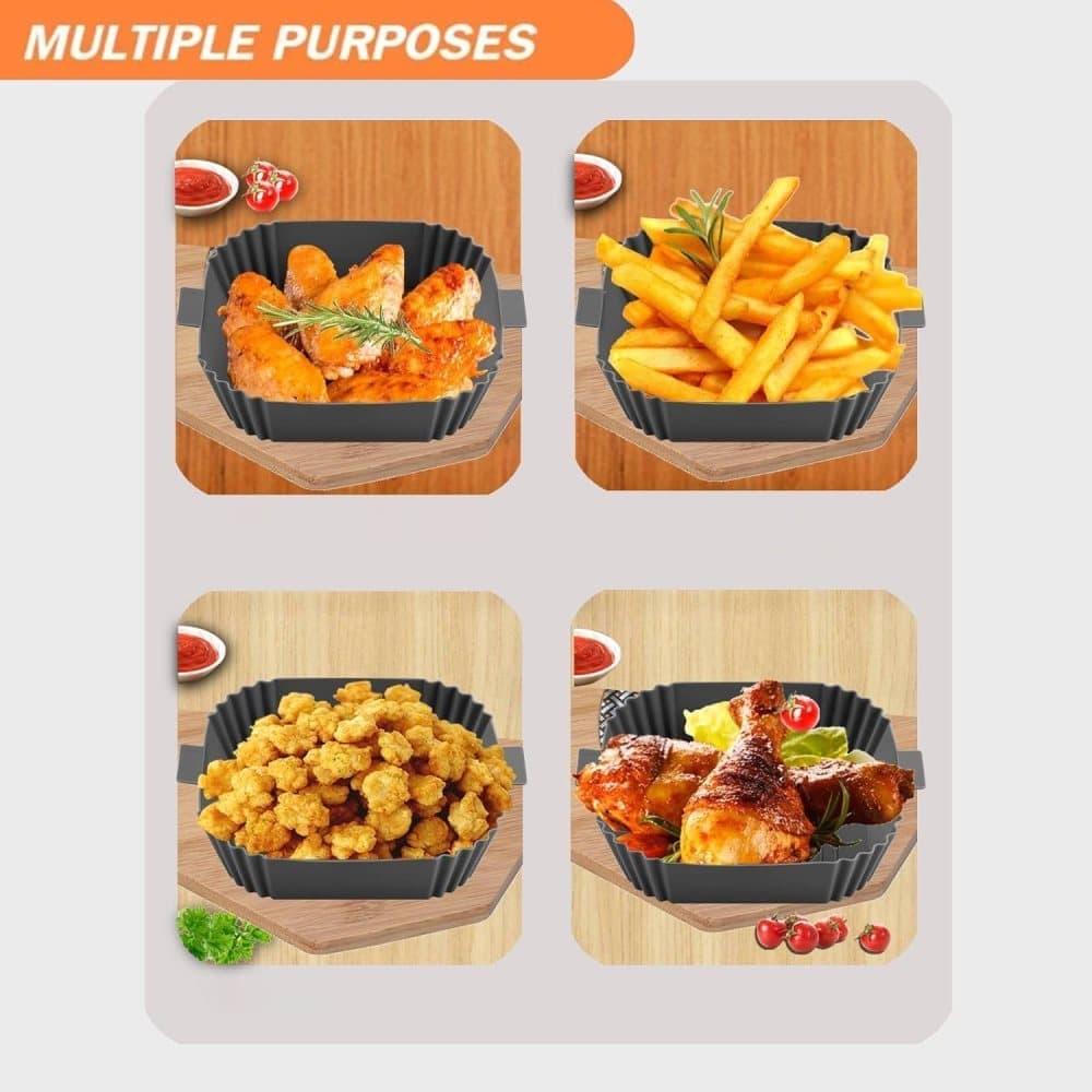 2-Pack Air Fryer Silicone Basket, Non-Stick Reusable Easy To Clean, Gray – Nice N Cheap Variety Store 2-Pack Air Fryer Silicone Basket, Non-Stick Reusable Easy To Clean, Gray - Image 4