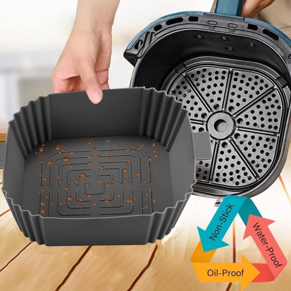 2-Pack Air Fryer Silicone Basket, Non-Stick Reusable Easy To Clean, Gray – Nice N Cheap Variety Store 2-Pack Air Fryer Silicone Basket, Non-Stick Reusable Easy To Clean, Gray - Image 5