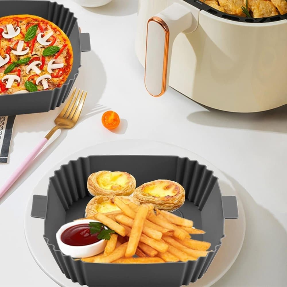 2-Pack Air Fryer Silicone Basket, Non-Stick Reusable Easy To Clean, Gray – Nice N Cheap Variety Store 2-Pack Air Fryer Silicone Basket, Non-Stick Reusable Easy To Clean, Gray - Image 6