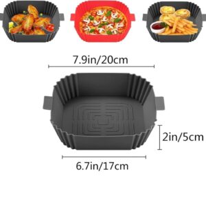 2-Pack Air Fryer Silicone Basket Non-Stick Reusable Easy To Clean, Gray, Compatible With Most Air Fryers - Image 2