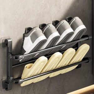 Wall-Mounted Folding Shoe Rack, 50x25.8x12cm, Space-Saving No-Drill Storage Organizer