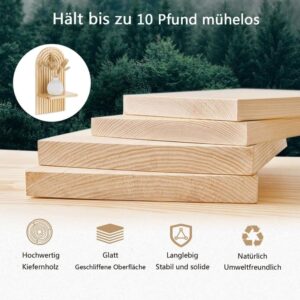 2 Bohemian Style Wooden Wall Shelves With Expander Bolts, Compatible With Living Rooms Bedrooms Kitchens, Brown - Image 4