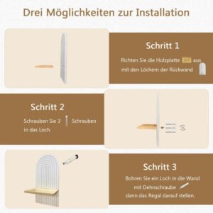 2 Bohemian Style Wooden Wall Shelves With Expander Bolts, Compatible With Living Rooms Bedrooms Kitchens, Brown - Image 6