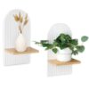 2-Pack Bohemian Style Wooden Wall Shelves With Expander Bolts, White, Compatible With Living Rooms Bedrooms Kitchens Product Image Nice N Cheap Variety Store