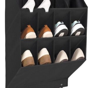Hanging Shoe Bag - Shoe Organizer - With Hooks - Door Organizer - Over-the-Door Shoe Organizer - Solution for Scattered Stuff - Door Storage Bag - Hanging Organizer - Black - Space-Saving - For Shoes/Home Accessories Etc.