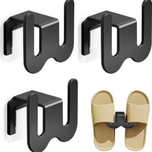 Shoe Storage - 3 Pieces - Shoe Stacker - Shoe Holder - Hanging Shoe Rack - Slipper Storage - Shoe Rack - Hooks - Space-Saving - Wall Mounting - No Drilling Required - Universal - Self-Adhesive - For Bathroom/Bedroom/Living Room - Black
