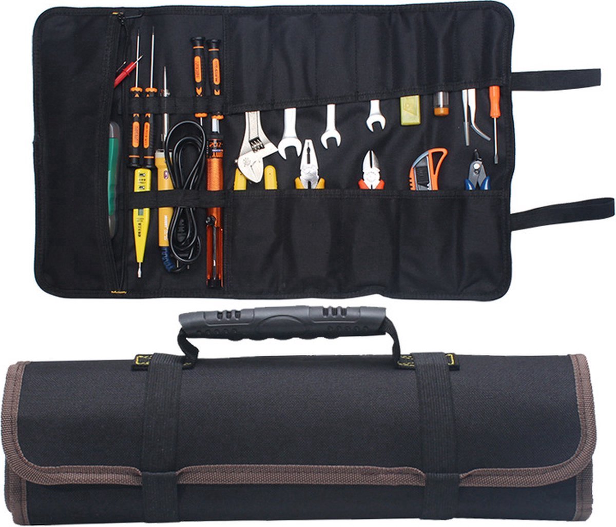 Roll-Up Case - Tool Bag - 600D Oxford Cloth - With Handle - Water-Resistant - Portable - Inner Pocket With Zipper - Easy Roll Bag - Multiple Compartments - 58 X 35 Cm - Tool Pouch - Tool Roll - Black - Wear-Resistant &Amp; Durable (Without Tools) – Nice N Cheap Variety Store Roll-Up Case - Tool Bag - 600D Oxford Cloth - With Handle - Water-Resistant - Portable - Inner Pocket With Zipper - Easy Roll Bag - Multiple Compartments - 58 X 35 Cm - Tool Pouch - Tool Roll - Black - Wear-Resistant &Amp; Durable (Without Tools)