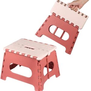 Stool - Small Stool - Step Stool Foldable - Foldable Stool - Foldable Step Stool - Up to 100 kg - 31x25 cm - Safe - Non-slip - Space-saving - Red - Sturdy - Easily Foldable Stool - Portable Footstool