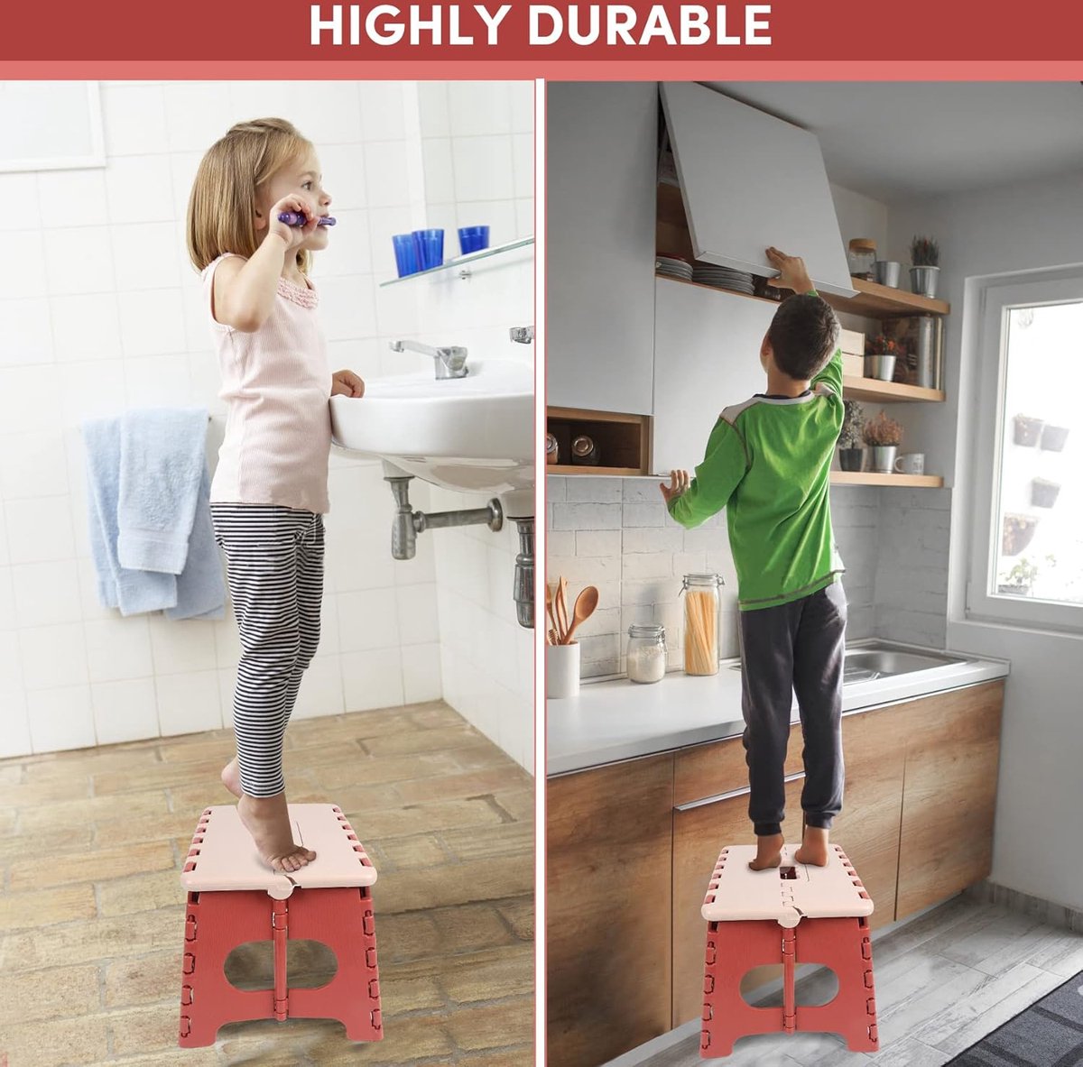 Stool - Small Stool - Step Stool Foldable - Foldable Stool - Foldable Step Stool - Up To 100 Kg - 31X25 Cm - Safe - Non-Slip - Space-Saving - Red - Sturdy - Easily Foldable Stool - Portable Footstool – Nice N Cheap Variety Store Stool - Small Stool - Step Stool Foldable - Foldable Stool - Foldable Step Stool - Up To 100 Kg - 31X25 Cm - Safe - Non-Slip - Space-Saving - Red - Sturdy - Easily Foldable Stool - Portable Footstool - Image 3