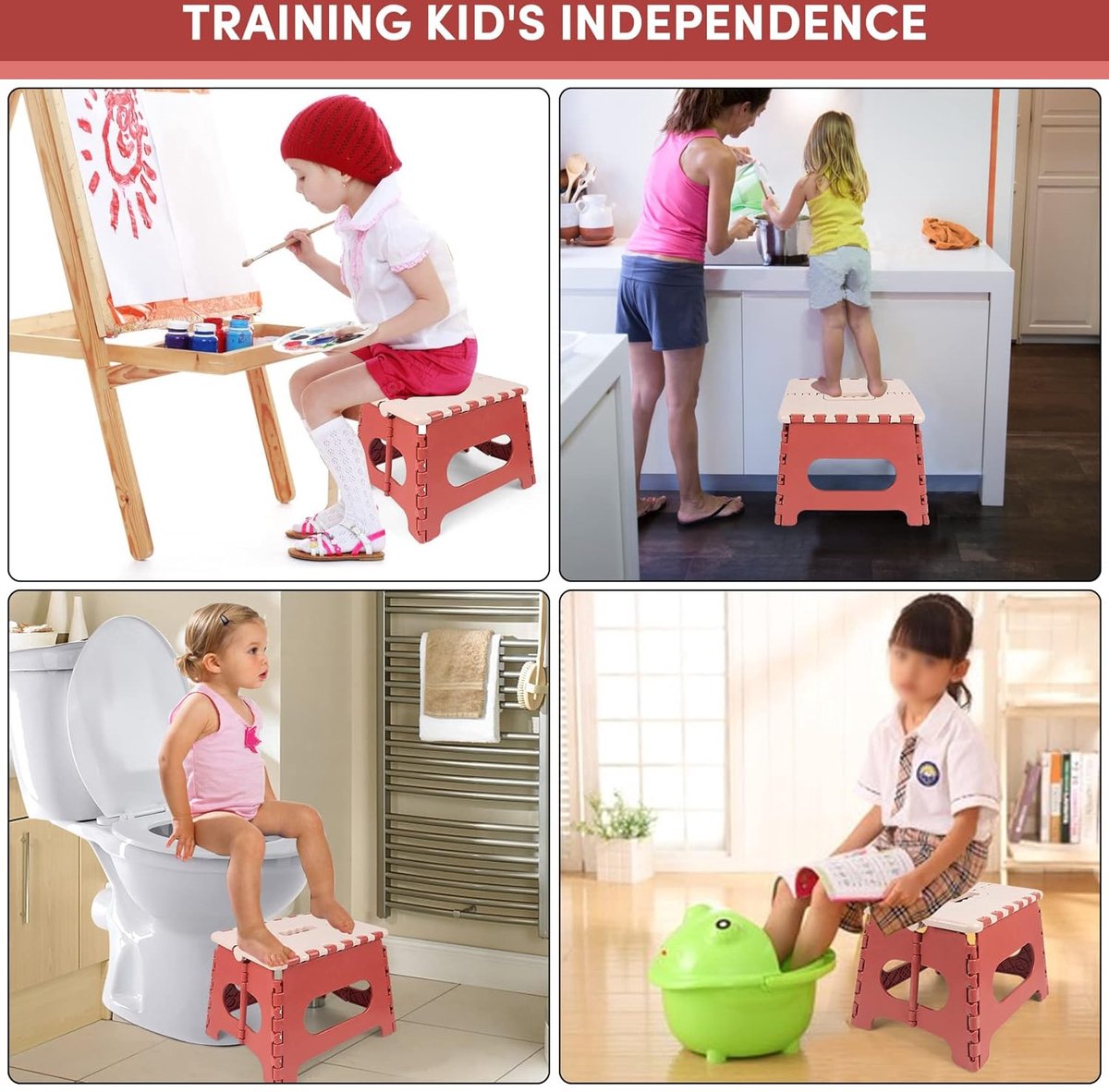 Stool - Small Stool - Step Stool Foldable - Foldable Stool - Foldable Step Stool - Up To 100 Kg - 31X25 Cm - Safe - Non-Slip - Space-Saving - Red - Sturdy - Easily Foldable Stool - Portable Footstool – Nice N Cheap Variety Store Stool - Small Stool - Step Stool Foldable - Foldable Stool - Foldable Step Stool - Up To 100 Kg - 31X25 Cm - Safe - Non-Slip - Space-Saving - Red - Sturdy - Easily Foldable Stool - Portable Footstool - Image 4