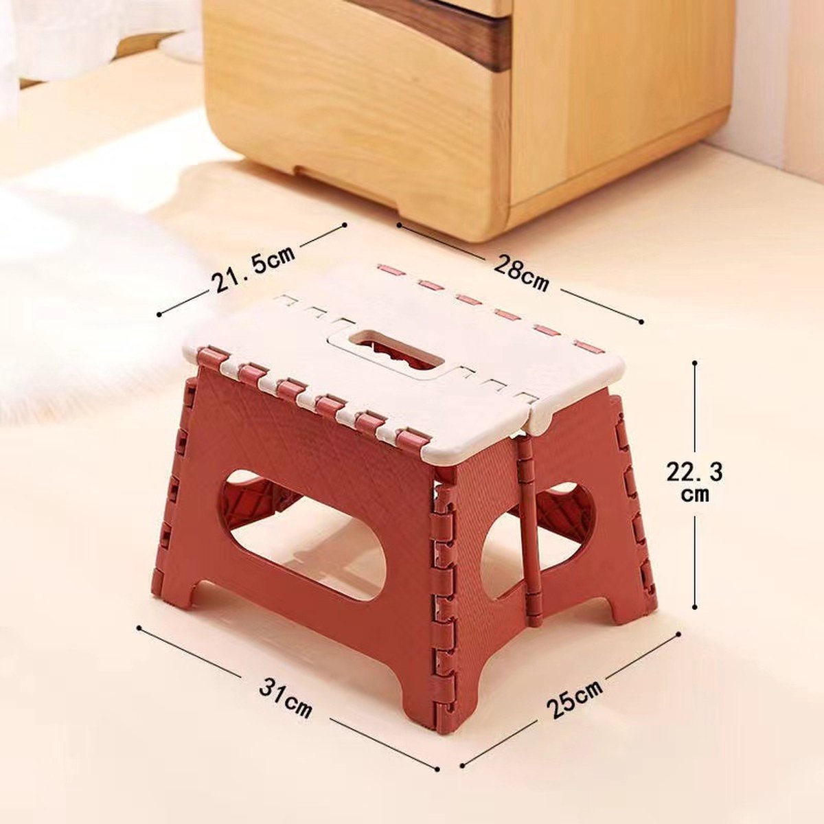 Stool - Small Stool - Step Stool Foldable - Foldable Stool - Foldable Step Stool - Up To 100 Kg - 31X25 Cm - Safe - Non-Slip - Space-Saving - Red - Sturdy - Easily Foldable Stool - Portable Footstool – Nice N Cheap Variety Store Stool - Small Stool - Step Stool Foldable - Foldable Stool - Foldable Step Stool - Up To 100 Kg - 31X25 Cm - Safe - Non-Slip - Space-Saving - Red - Sturdy - Easily Foldable Stool - Portable Footstool - Image 5