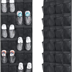 2-Piece Hanging Shoe Bag - Behind the Door Shoe Hanging Holder Rack - Shoe Rack - Shoe Organizer - Shoe Bag - with 48 Large Mesh Pockets - Clear Fabric Shoe Hanger Storage Organizer Bag - Hanging Organizer - Shoe Organizer