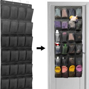 150*56 cm - Over-the-door shoe organizer - Wall compartment - 24 large - breathable mesh pockets - shoe rack - hanging storage - various storage space - breathable over-the-door closet storage, sneakers - black