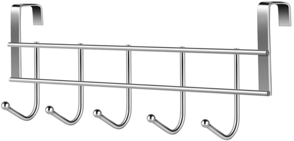 Door Coat Rack With 5 Hooks - Coat Rack On The Door - Clothes Rack - Towel Holder On The Door - For Clothes, Coats, Towels Or Other Accessories - Hanging - Iron - Silver - 23.5*8.5*2.5 Cm – Nice N Cheap Variety Store Door Coat Rack With 5 Hooks - Coat Rack On The Door - Clothes Rack - Towel Holder On The Door - For Clothes, Coats, Towels Or Other Accessories - Hanging - Iron - Silver - 23.5*8.5*2.5 Cm