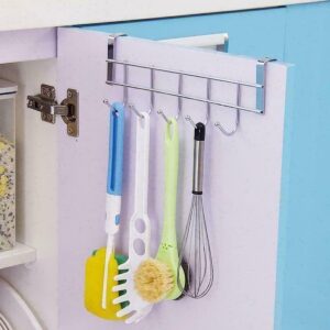 Door Coat Rack With 5 Hooks - Coat Rack On The Door - Clothes Rack - Towel Holder On The Door - For Clothes, Coats, Towels Or Other Accessories - Hanging - Iron - Silver - 23.5*8.5*2.5 Cm – Nice N Cheap Variety Store Door Coat Rack With 5 Hooks - Coat Rack On The Door - Clothes Rack - Towel Holder On The Door - For Clothes, Coats, Towels Or Other Accessories - Hanging - Iron - Silver - 23.5*8.5*2.5 Cm - Image 3