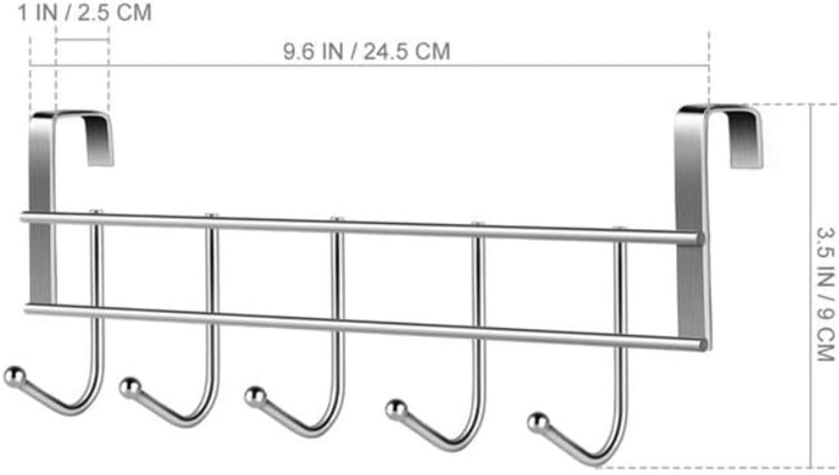 Door Coat Rack With 5 Hooks - Coat Rack On The Door - Clothes Rack - Towel Holder On The Door - For Clothes, Coats, Towels Or Other Accessories - Hanging - Iron - Silver - 23.5*8.5*2.5 Cm – Nice N Cheap Variety Store Door Coat Rack With 5 Hooks - Coat Rack On The Door - Clothes Rack - Towel Holder On The Door - For Clothes, Coats, Towels Or Other Accessories - Hanging - Iron - Silver - 23.5*8.5*2.5 Cm - Image 5