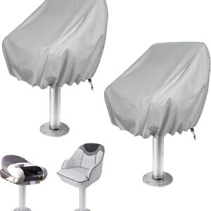 2-Pack Covers, Waterproof Outdoor Pedestal Pontoon Captain Boat Bench Chair Covers, Oxford Fabric Rudder Chair Covers - Perfect