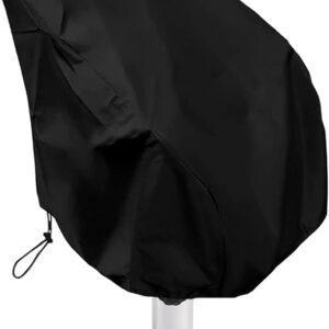 Boat Seat Cover Outdoor Waterproof Captain's Chair Seats Covers Dustproof Pedestal Pontoon Captain Bench for Helm Protector 1pcs Black 25.6x25.6x47 in