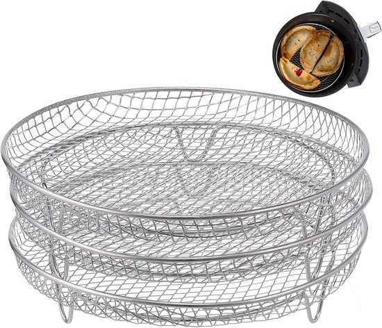 Multi-Layer Air Fryer Rack (3 Round Layers) - Air Fryer Baking Pan - Air Fryer Grid - 304 Stainless Steel - Safe To Use In Air Fryers, Steam Ovens, Regular Ovens And Dishwashers - 20.3 Cm - Silver – Nice N Cheap Variety Store Multi-Layer Air Fryer Rack (3 Round Layers) - Air Fryer Baking Pan - Air Fryer Grid - 304 Stainless Steel - Safe To Use In Air Fryers, Steam Ovens, Regular Ovens And Dishwashers - 20.3 Cm - Silver