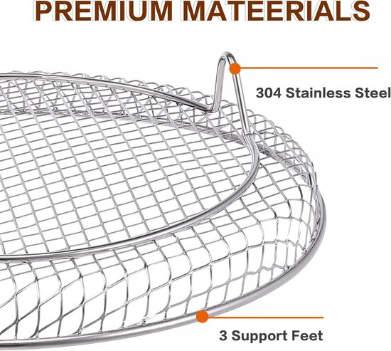 Multi-Layer Air Fryer Rack (3 Round Layers) - Air Fryer Baking Pan - Air Fryer Grid - 304 Stainless Steel - Safe To Use In Air Fryers, Steam Ovens, Regular Ovens And Dishwashers - 20.3 Cm - Silver – Nice N Cheap Variety Store Multi-Layer Air Fryer Rack (3 Round Layers) - Air Fryer Baking Pan - Air Fryer Grid - 304 Stainless Steel - Safe To Use In Air Fryers, Steam Ovens, Regular Ovens And Dishwashers - 20.3 Cm - Silver - Image 3